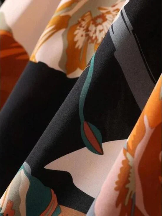 EARO Women Floral Print Elastic Waist Casual Midi Skirt - Picture 7 of 8